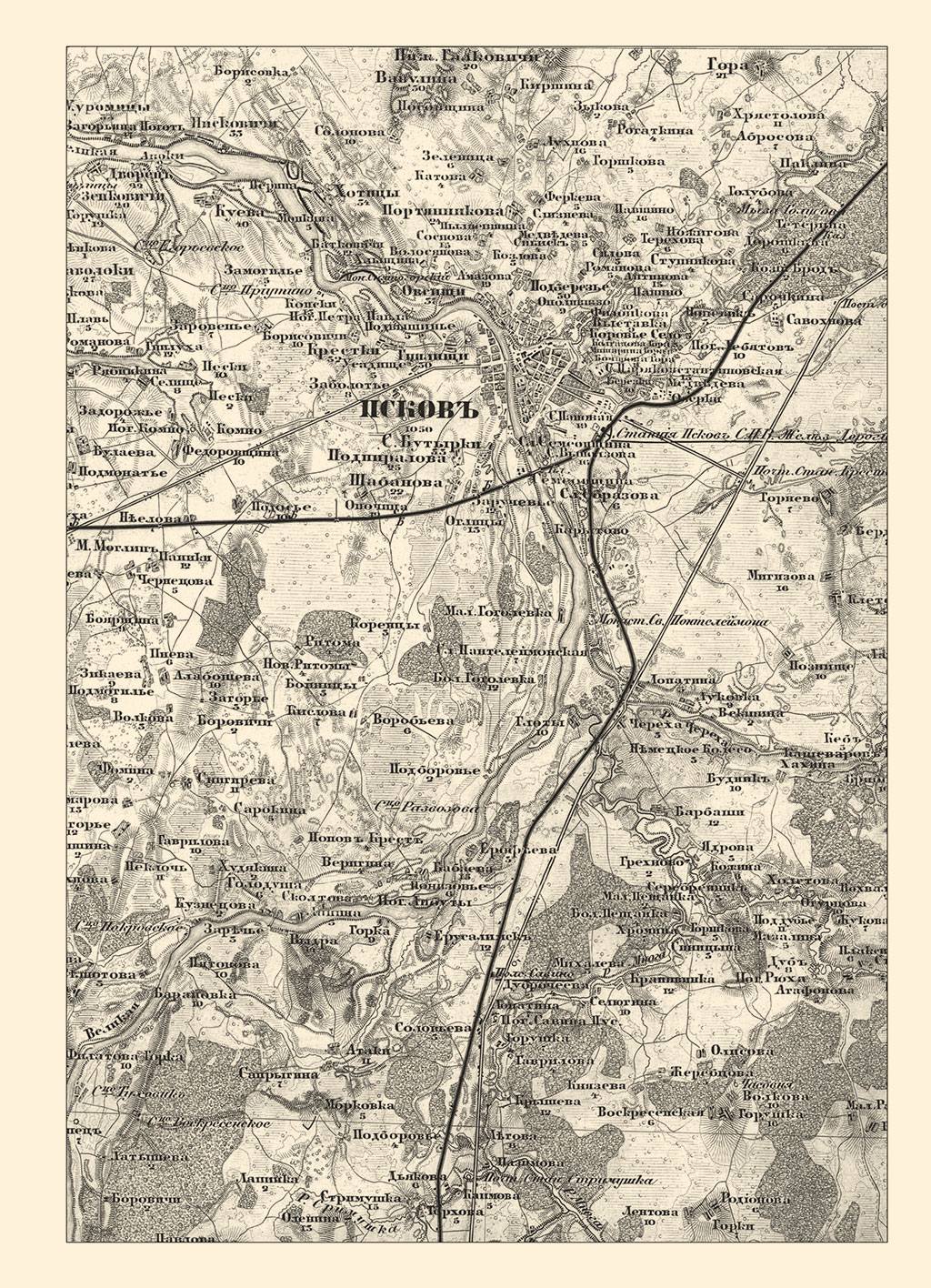 Карта псковской области подробная с деревнями 1941 года